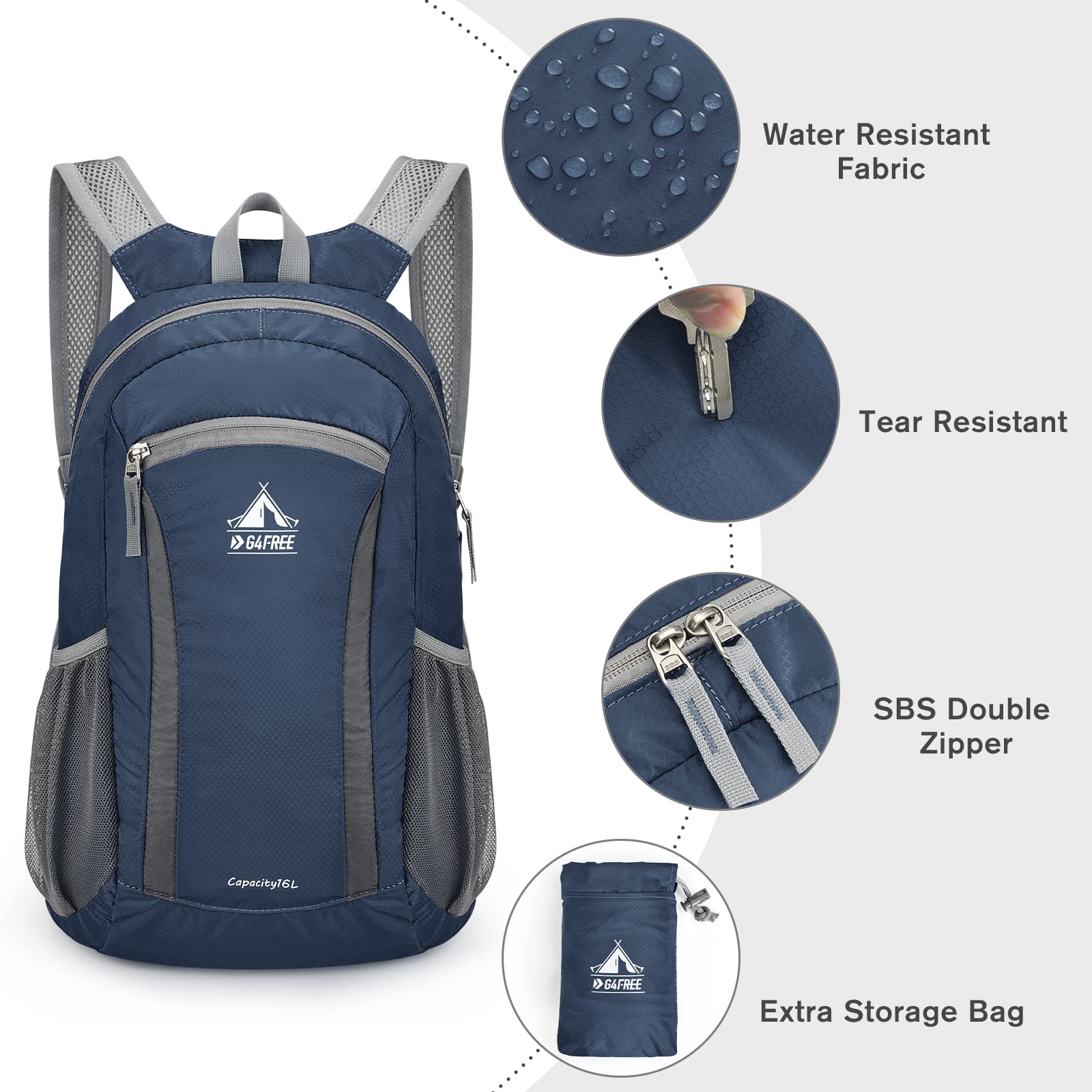G4Free - G4Free Hiking Daypack Water Resistant Lightweight Packable Backpack -TN22B133A-TN22B133D-TN22B133B-TN22B133C