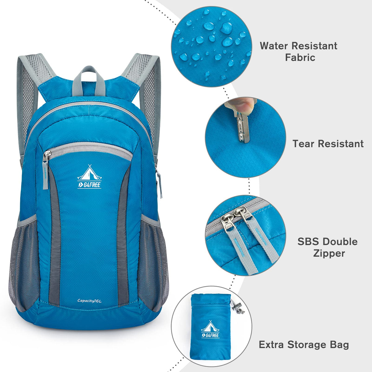 G4Free - G4Free Hiking Daypack Water Resistant Lightweight Packable Backpack -TN22B133A-TN22B133D-TN22B133B-TN22B133C