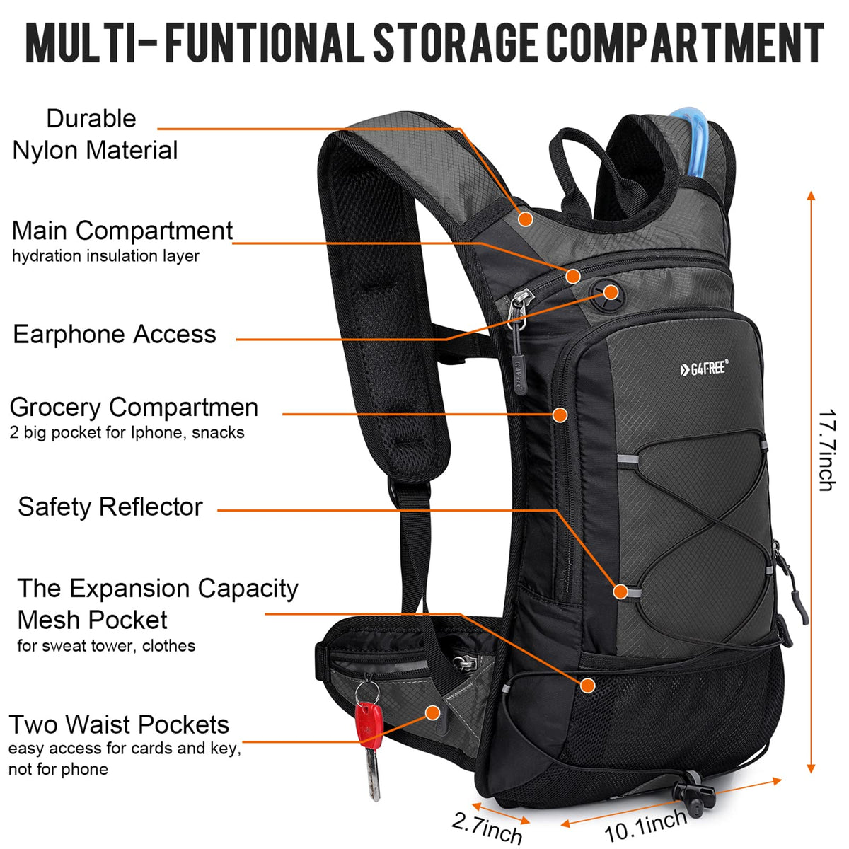 G4Free - G4Free Insulated Hydration Backpack Pack with 2L BPA -D02V741A-D02V741B-D02V741E