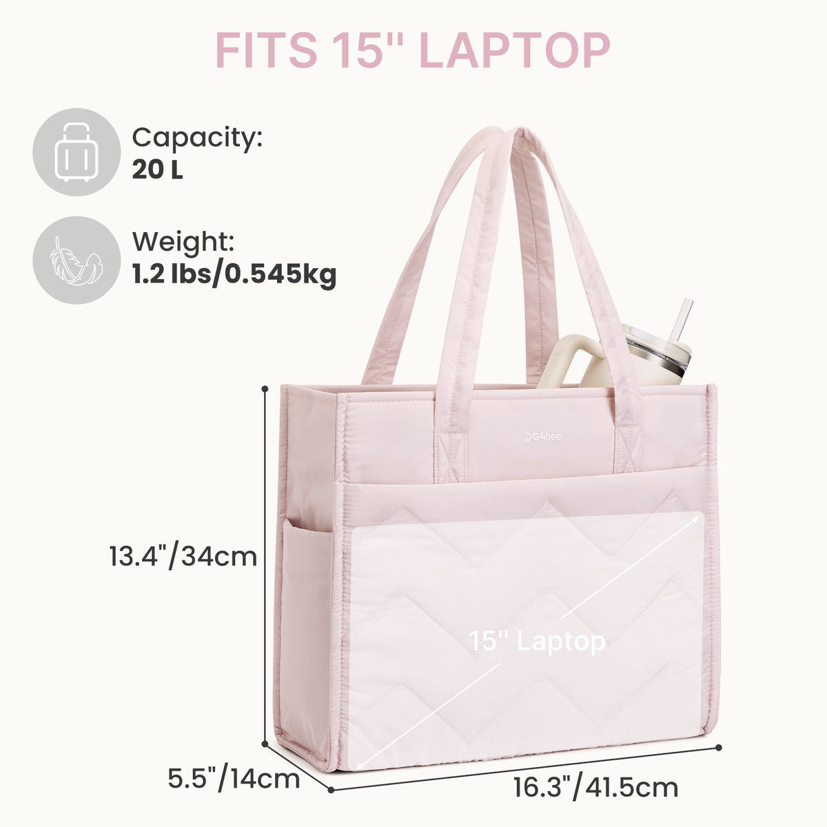 G4Free - G4Free Lightweight Quilted Tote with Laptop Compartment -TN25B591A-TN25B591B-TN25B591C-TN25B591D