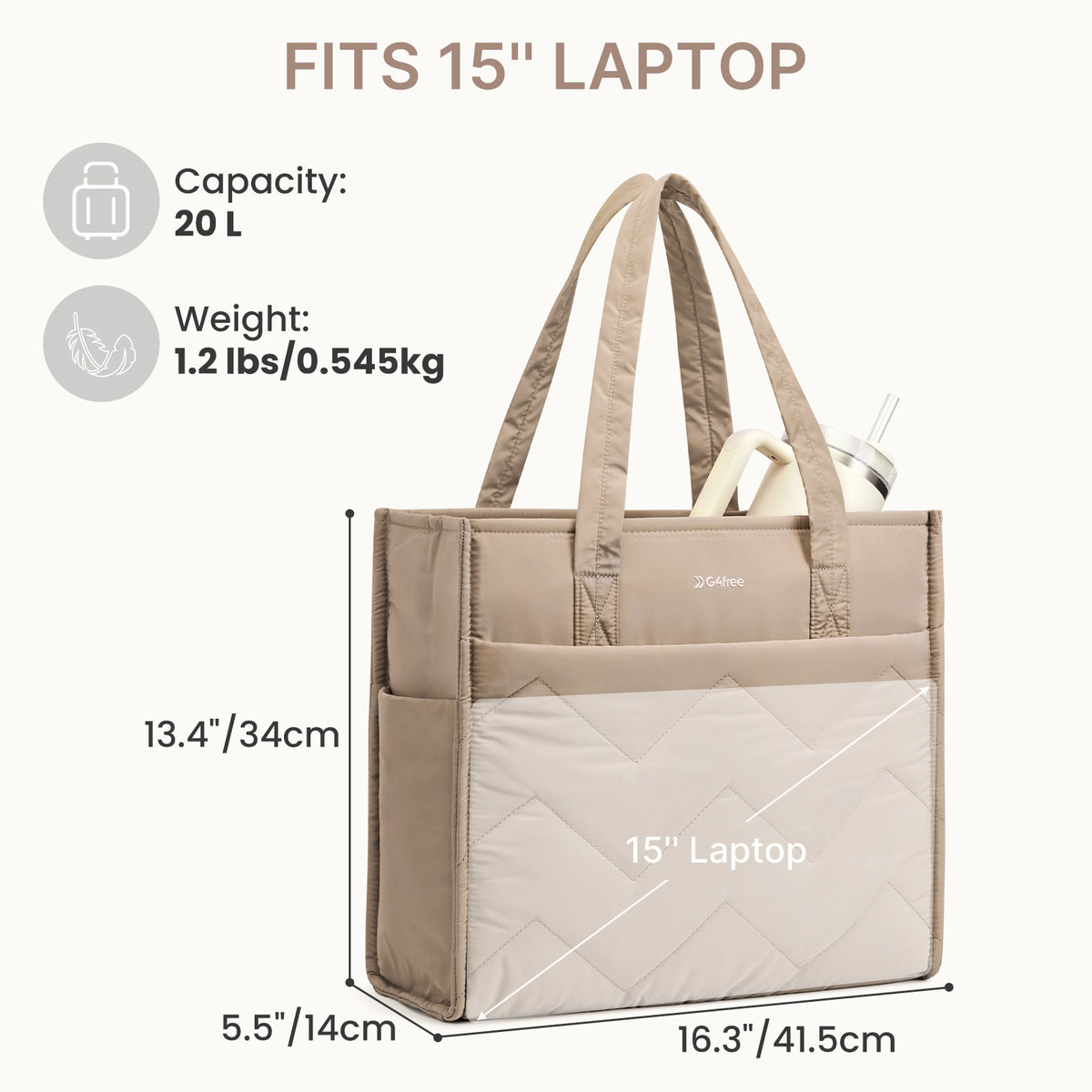 G4Free - G4Free Lightweight Quilted Tote with Laptop Compartment -TN25B591A-TN25B591B-TN25B591C-TN25B591D