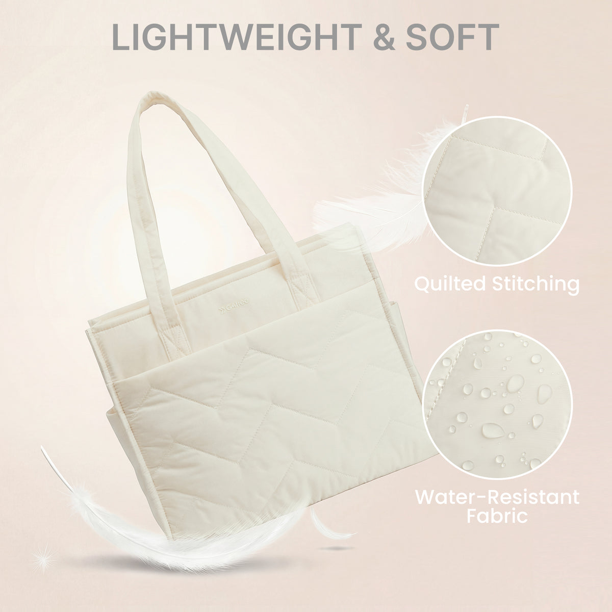 G4Free - G4Free Lightweight Quilted Tote with Laptop Compartment for Work & Travel -TN25B591A-TN25B591B-TN25B591C-TN25B591D