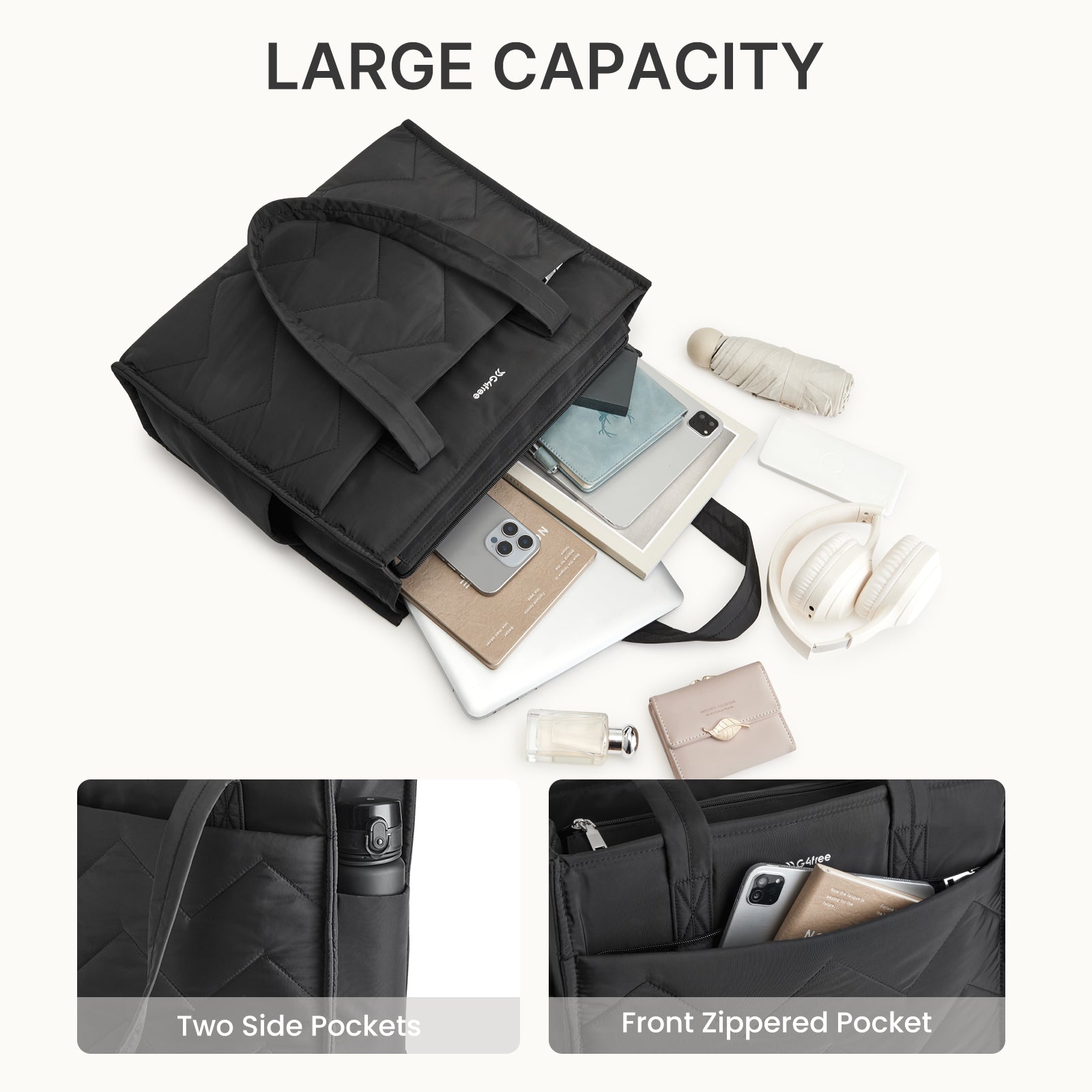 G4Free - G4Free Lightweight Quilted Tote with Laptop Compartment for Work & Travel -TN25B591A-TN25B591B-TN25B591C-TN25B591D