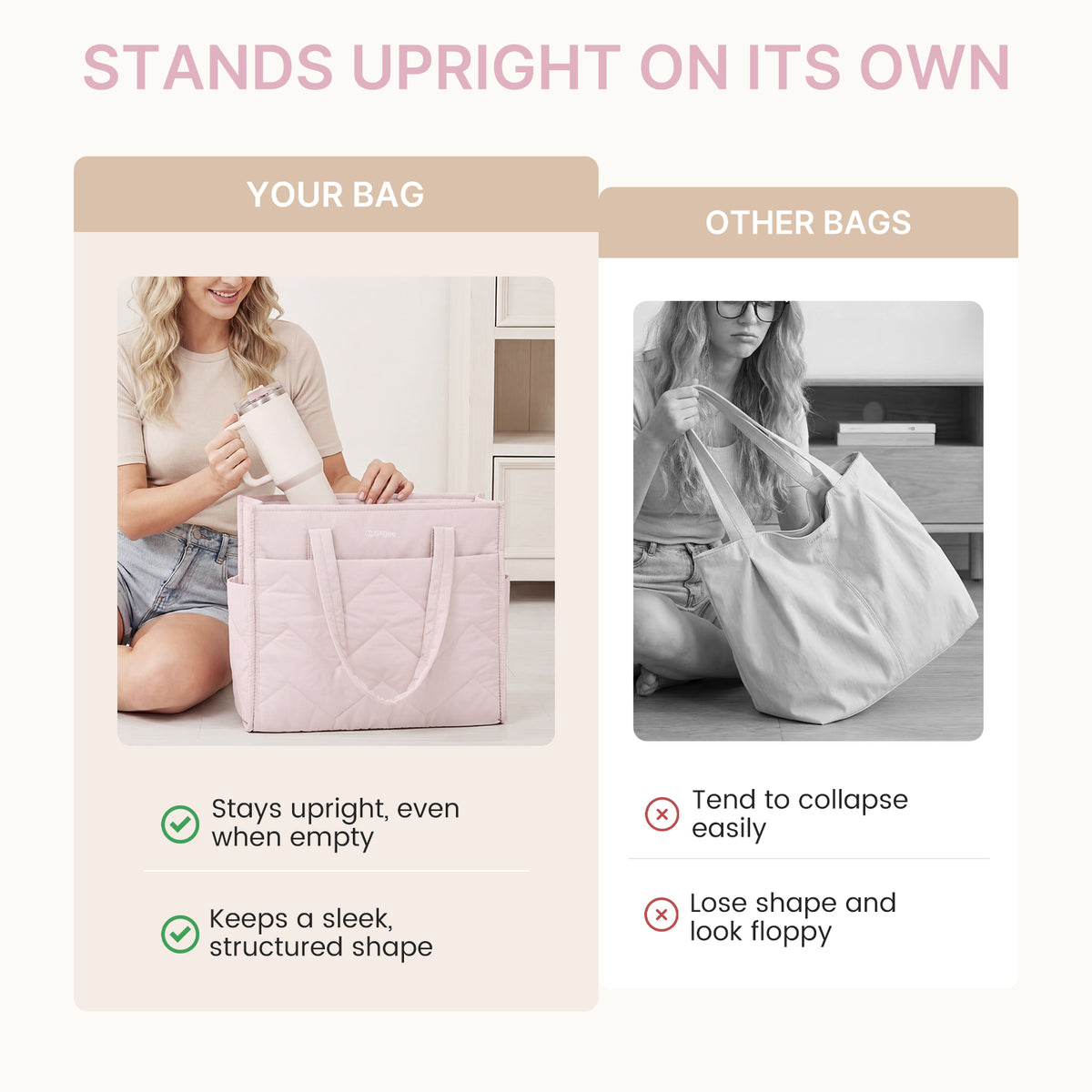 G4Free - G4Free Lightweight Quilted Tote with Laptop Compartment for Work & Travel -TN25B591A-TN25B591B-TN25B591C-TN25B591D