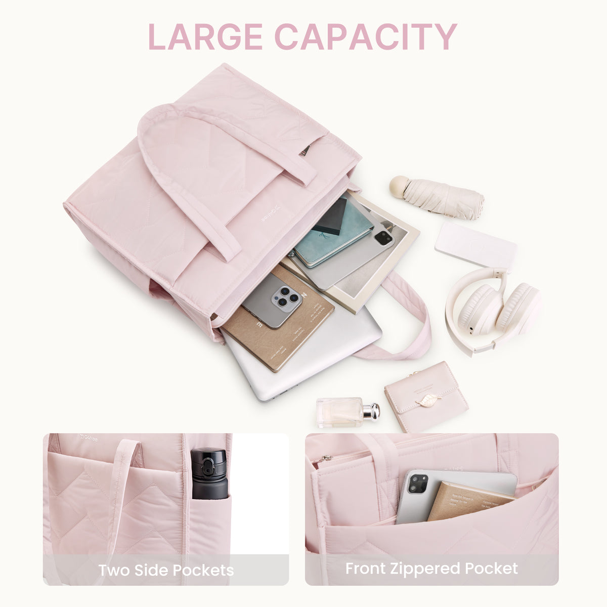 G4Free - G4Free Lightweight Quilted Tote with Laptop Compartment for Work & Travel -TN25B591A-TN25B591B-TN25B591C-TN25B591D