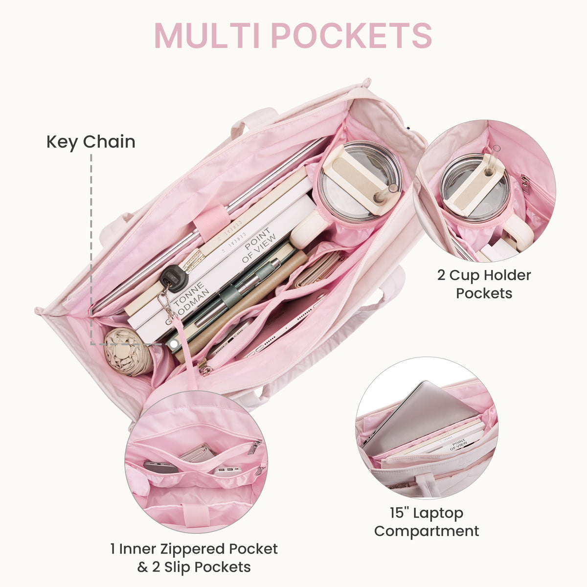 G4Free - G4Free Lightweight Quilted Tote with Laptop Compartment for Work & Travel -TN25B591A-TN25B591B-TN25B591C-TN25B591D
