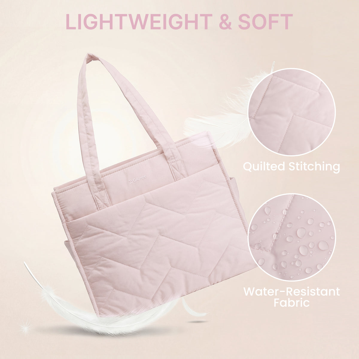 G4Free - G4Free Lightweight Quilted Tote with Laptop Compartment for Work & Travel -TN25B591A-TN25B591B-TN25B591C-TN25B591D