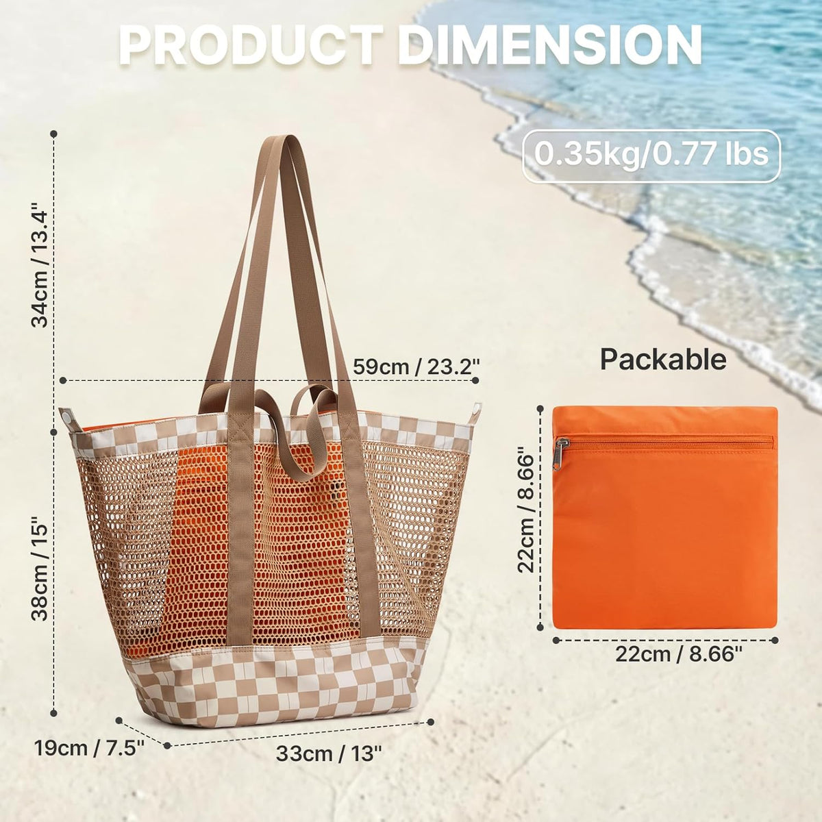 G4Free - G4Free Mesh Beach Tote Bags Extra Large Packable -TN25B599B-TN25B599D-TN25B599A-TN25B599C