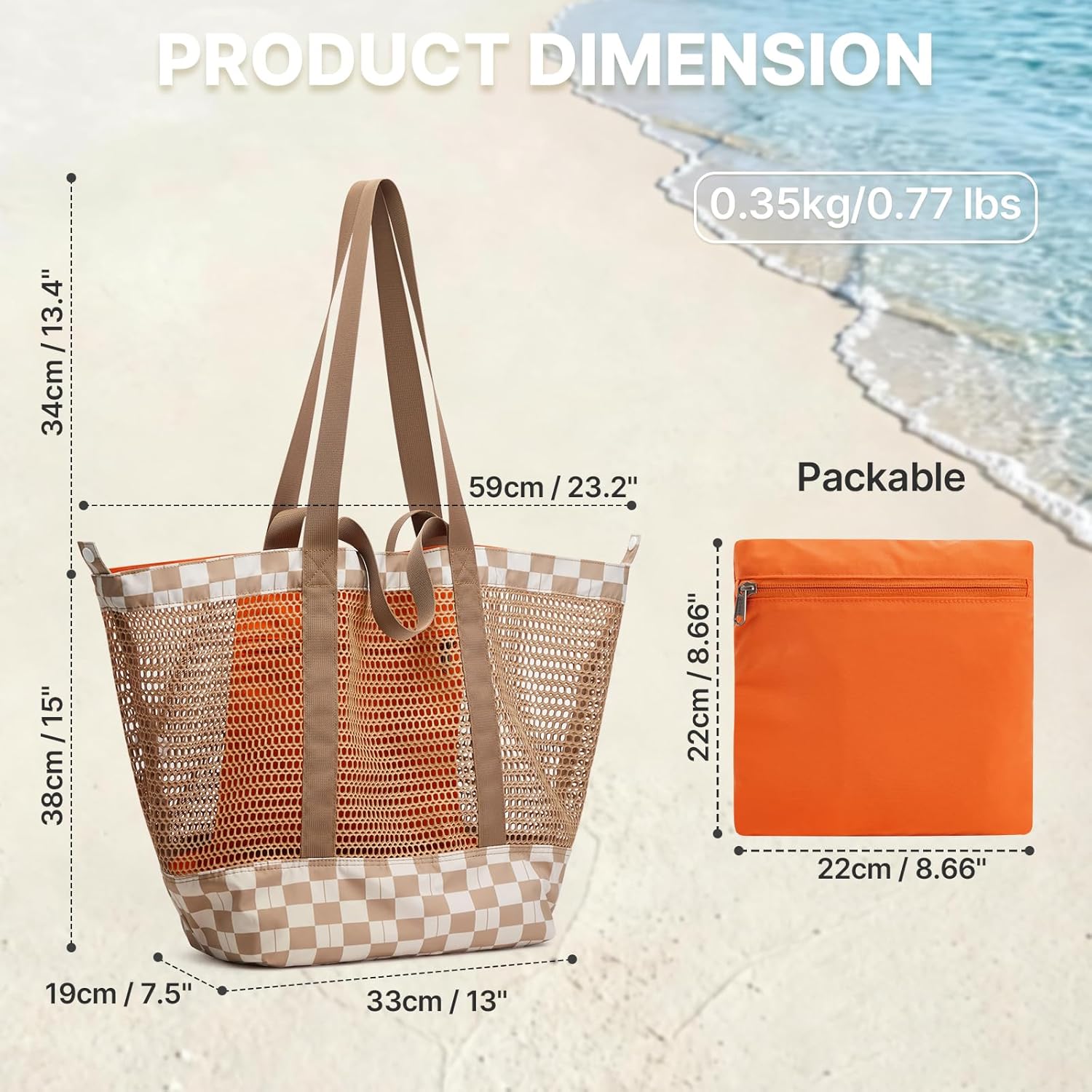 G4Free - G4Free Mesh Beach Tote Bags Extra Large Packable -TN25B599B-TN25B599D-TN25B599A-TN25B599C