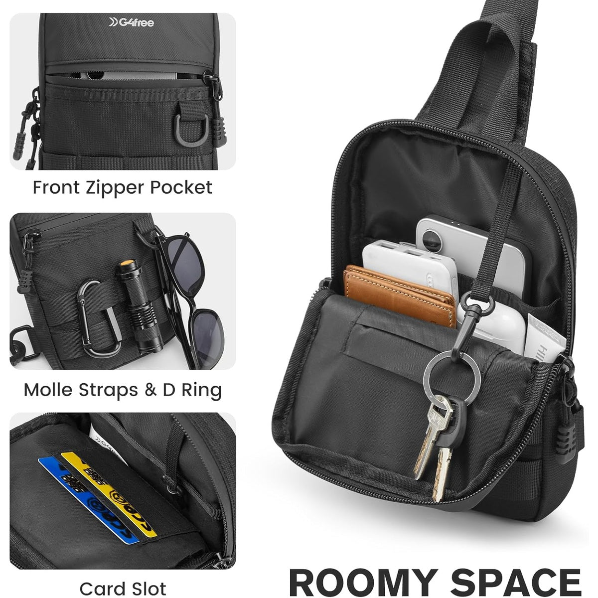 G4Free - G4Free Mini Tactical Chest Bag Waterproof EDC Shoulder Bag -TN25B508A-TN25B508B