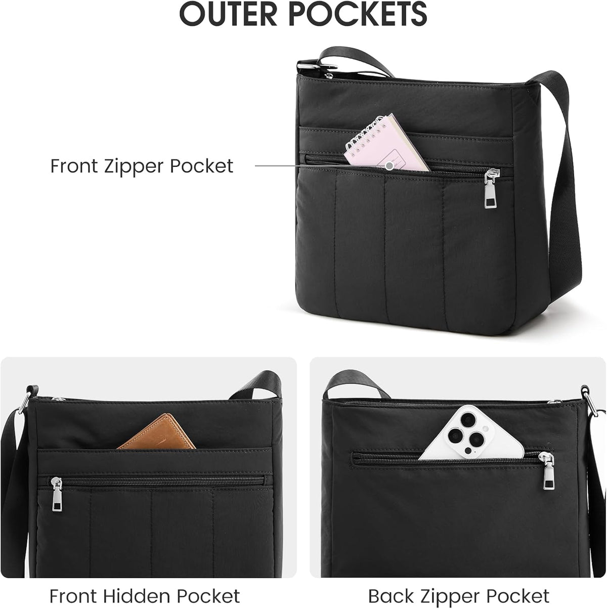 G4Free - G4Free Nylon Crossbody Bags, Lightweight Quilted Shoulder Handbags -TN25B550B-TN25B550A-TN25B550C