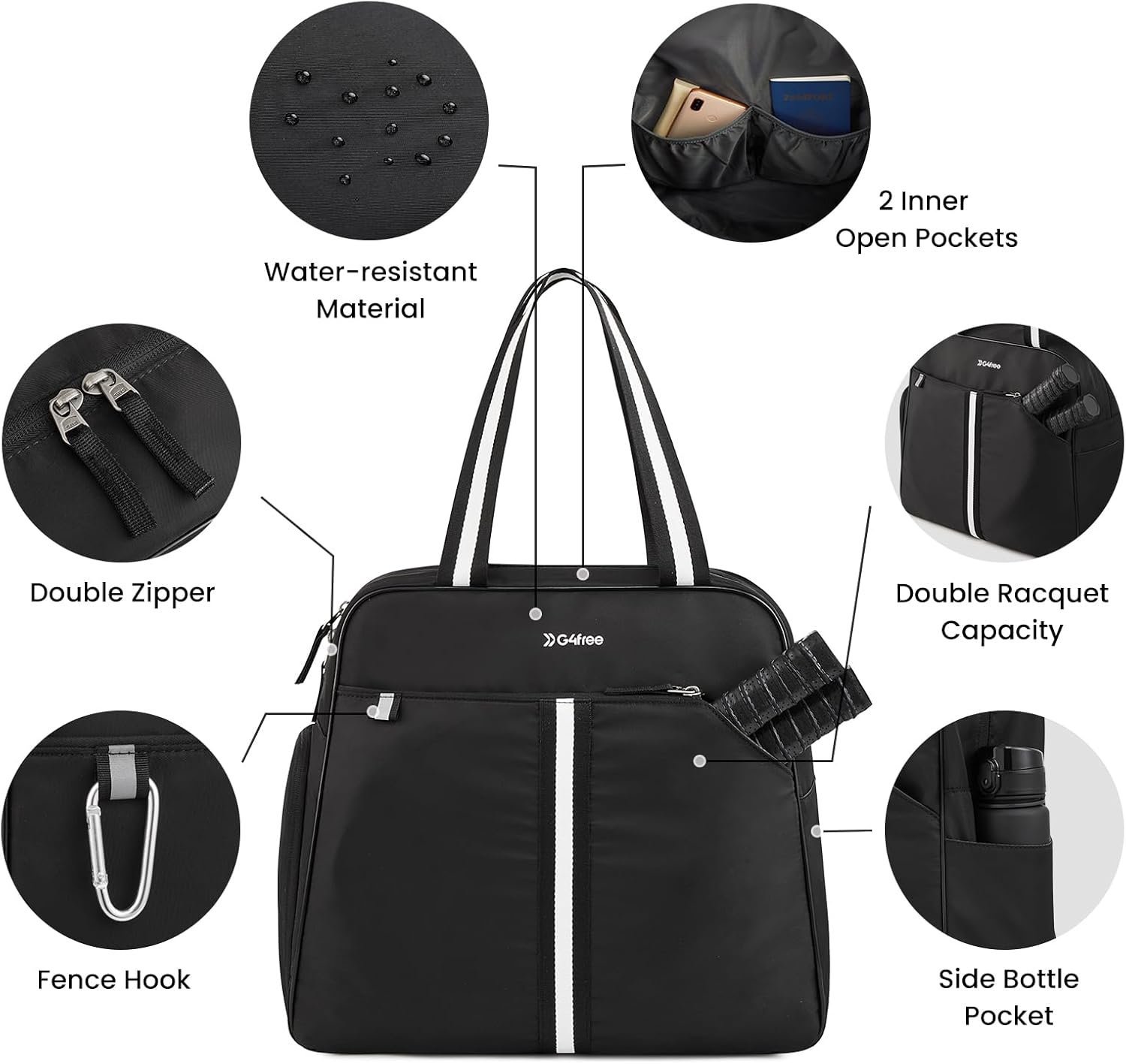 G4Free - G4Free Pickleball Bag Tote for Women and Men -TN24B346D-TN24B346C-TN24B346A-TN24B346B-TN24B346E