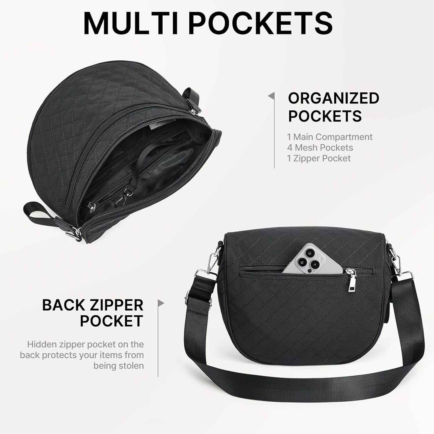 G4Free - G4Free Quilted Bum Bag Spacious Nylon with Removable Pouch -TN25B574B-TN25B574C-TN25B574A