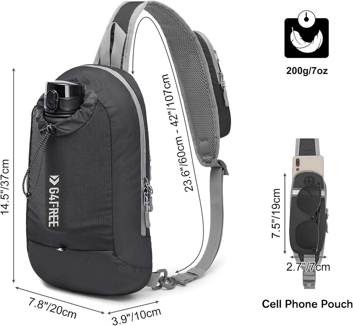 G4Free - G4Free RFID Blocking Lightweight Crossbody Chest Shoulder Bag -TN23B317D-TN23B317A-TN23B317E-TN23B317C-TN23B317B