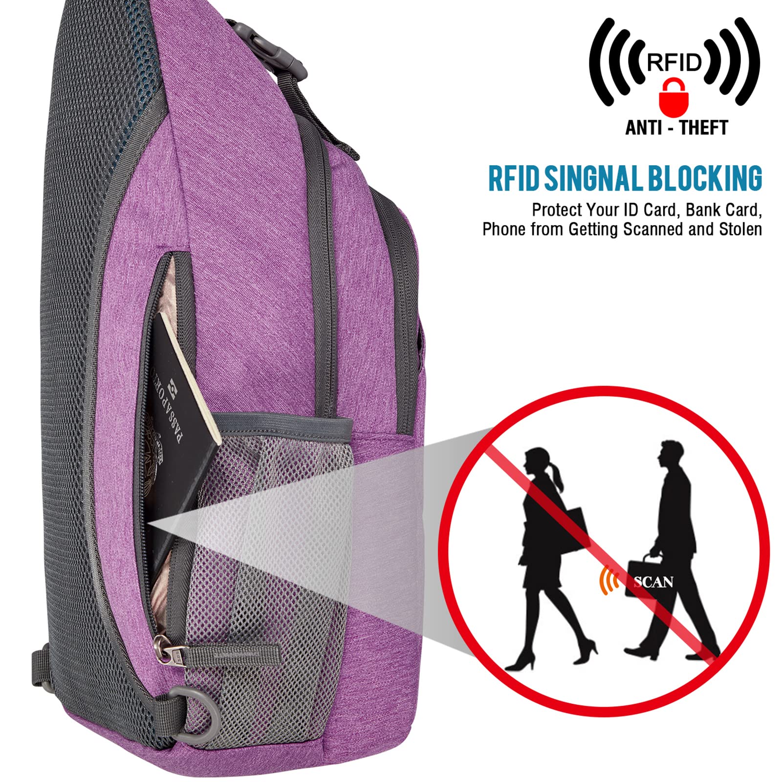 G4Free - G4Free RFID Blocking Sling Bag -D02V743C-D02V743P-D02V743S-D02V743A-D02V743N