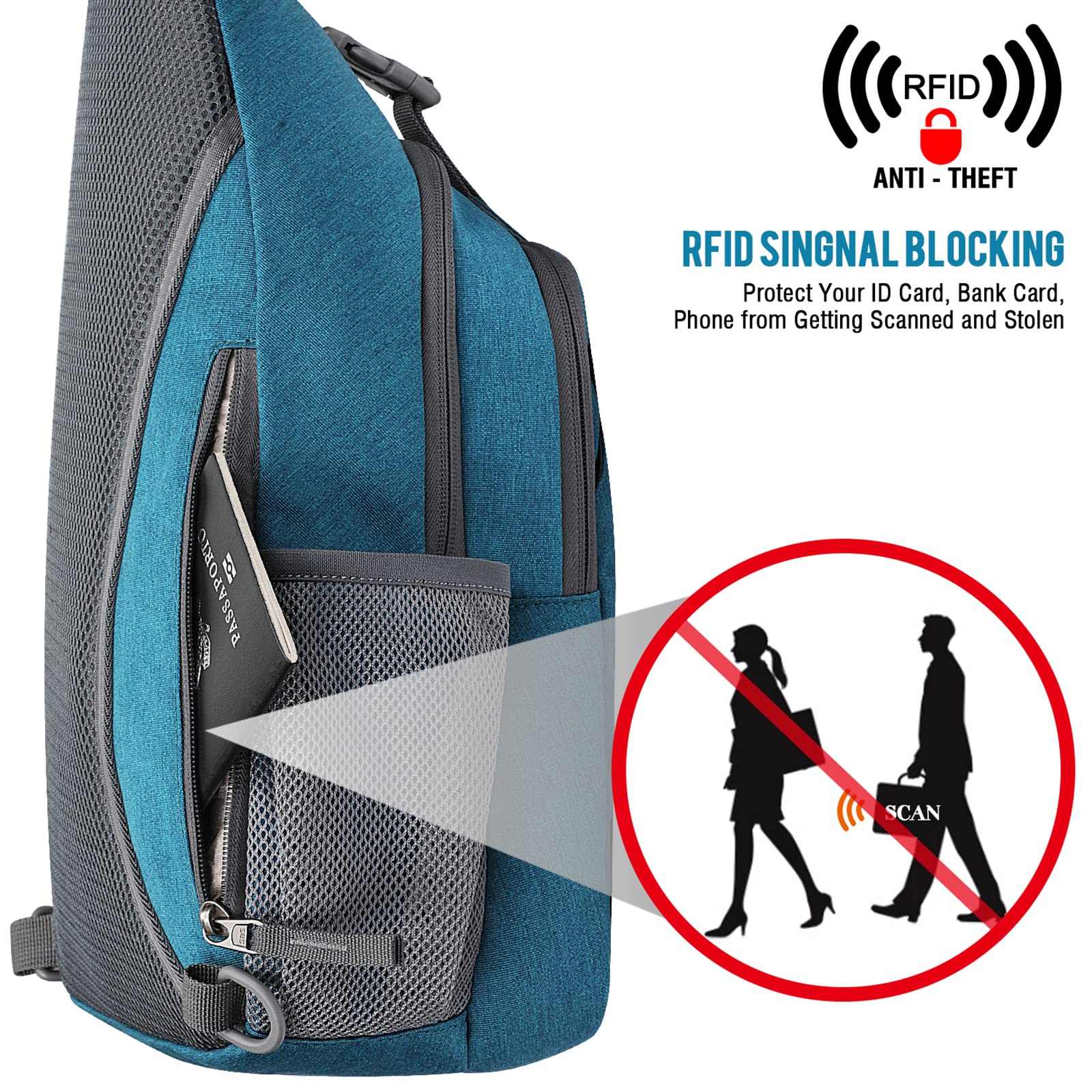 G4Free - G4Free RFID Blocking Sling Bag -D02V743C-D02V743P-D02V743S-D02V743A-D02V743N
