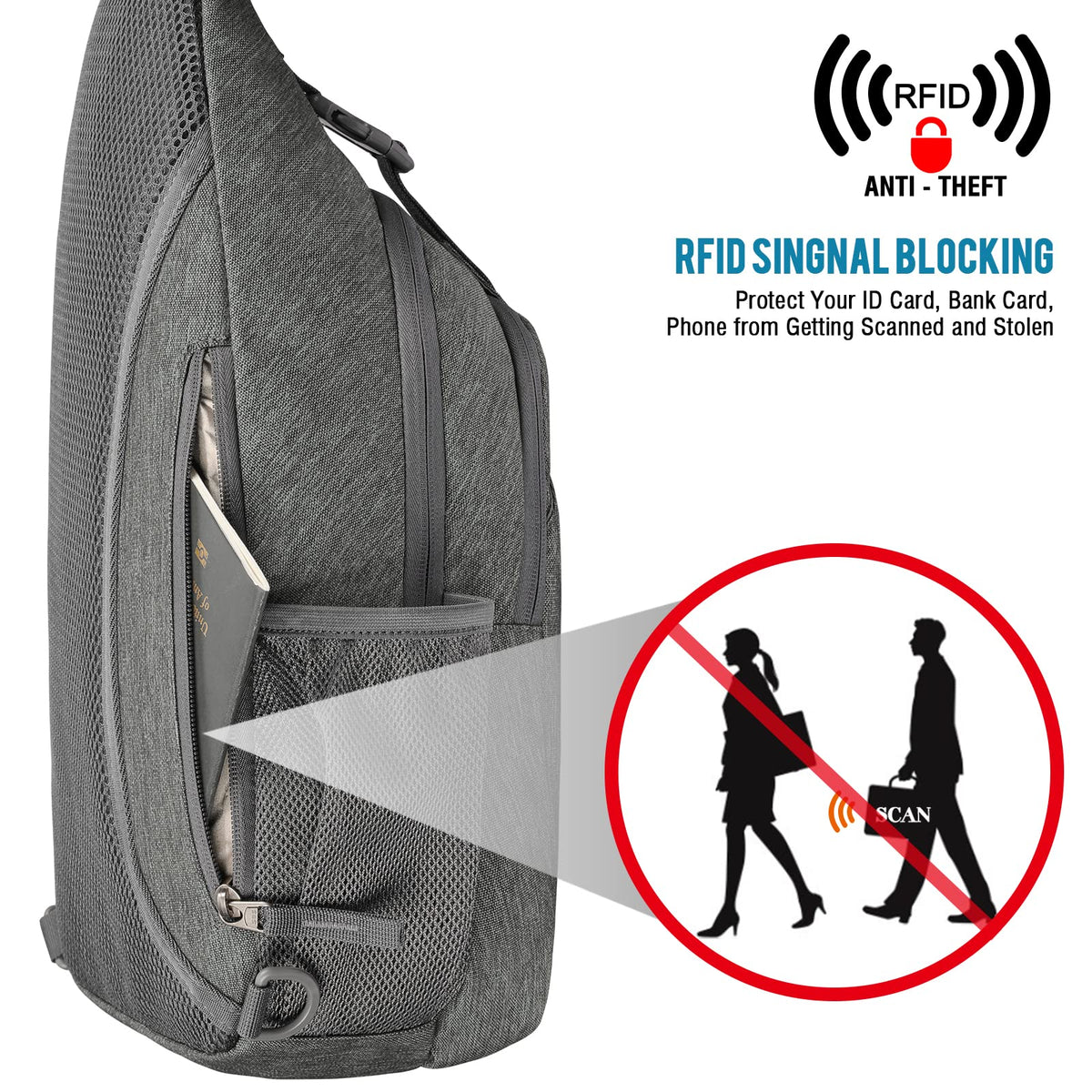 G4Free - G4Free RFID Blocking Sling Bag -D02V743C-D02V743P-D02V743S-D02V743A-D02V743N