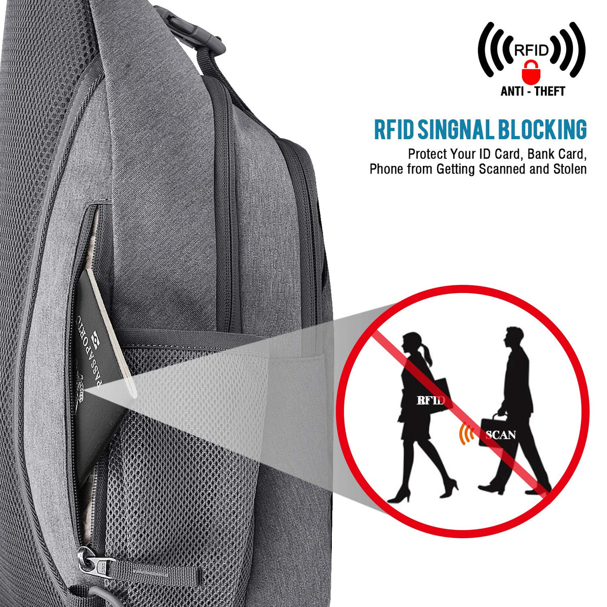 G4Free - G4Free RFID Blocking Sling Bag -D02V743C-D02V743P-D02V743S-D02V743A-D02V743N