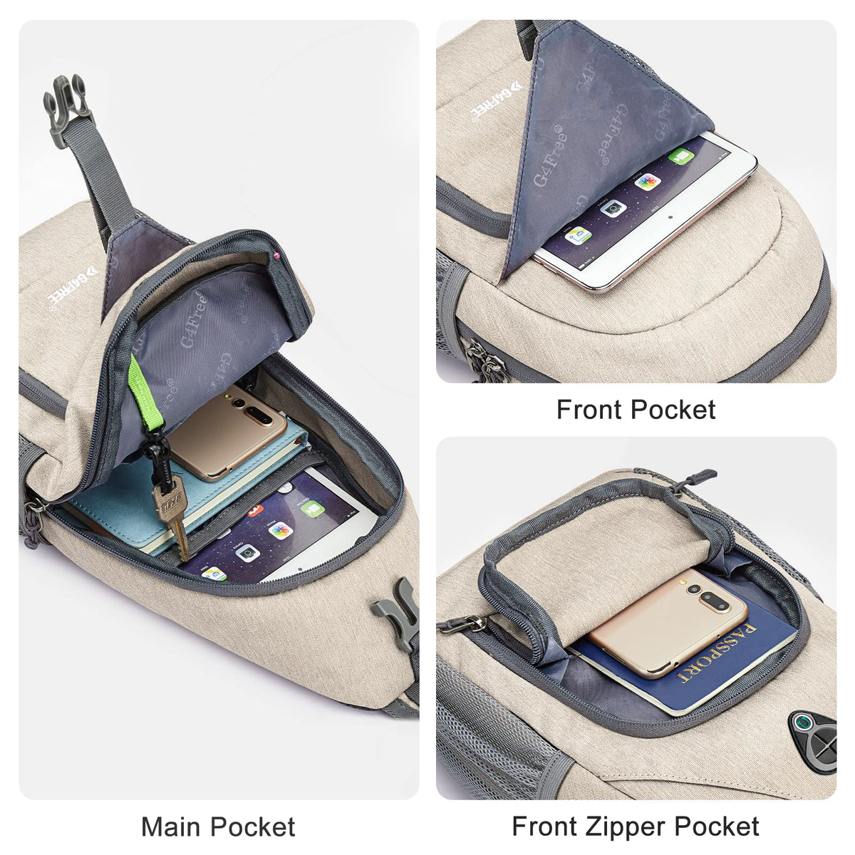 G4Free - G4Free RFID Sling Bag for Hiking Outdoor -TN22B091A-TN22B091E-TN22B091B-TN22B091F-TN22B091D