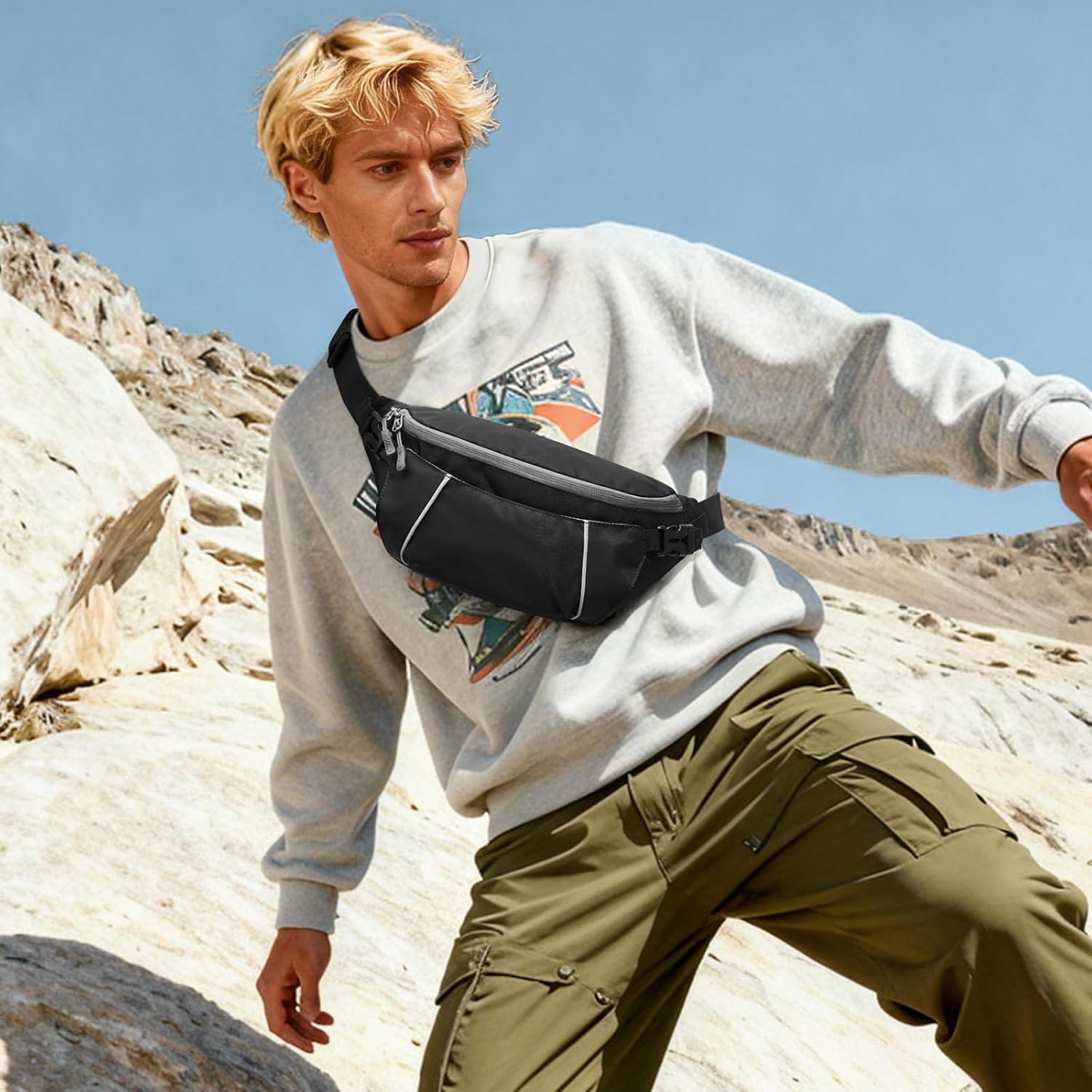 G4Free - G4Free Recycled Fanny for Men Anti-Theft Crossbody Belt Bag with RFID -TN25B549A-TN25B549B