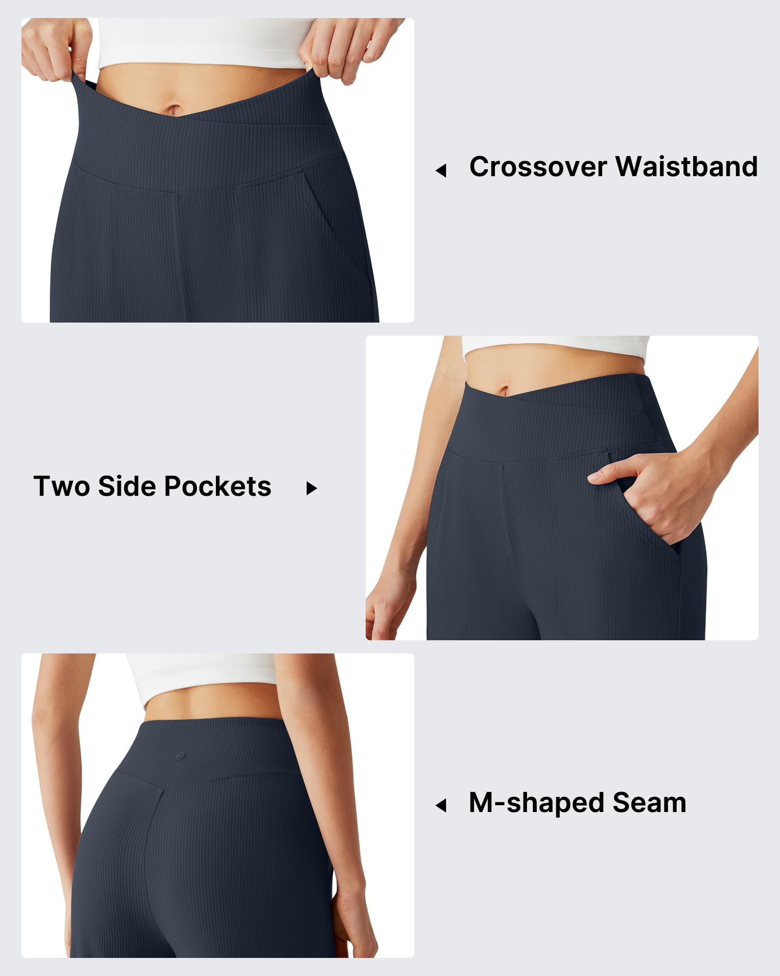 G4Free - G4Free Ribbed 29" Inseam V Waistband Ankle Pants with Pockets -GF26J780A001A-S-GF26J780A001B-M-GF26J780A001C-L-GF26J780A001D-XL-GF26J780A001E-XXL
