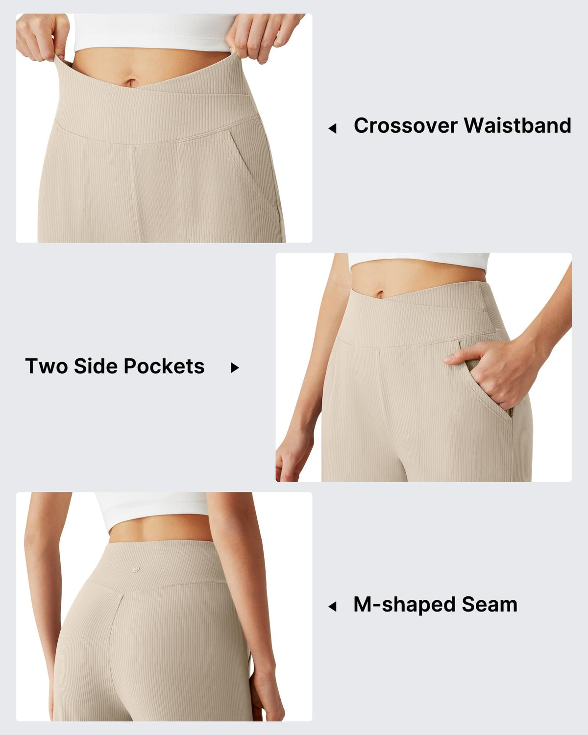 G4Free - G4Free Ribbed 29" Inseam V Waistband Ankle Pants with Pockets -GF26J780A001A-S-GF26J780A001B-M-GF26J780A001C-L-GF26J780A001D-XL-GF26J780A001E-XXL