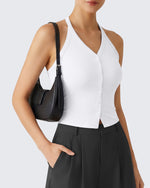 G4Free - G4Free Ribbed Backless Halter Crop Cami -GF26L983A001F-XS-GF26L983A001A-S-GF26L983A001B-M-GF26L983A001C-L-GF26L983A001D-XL
