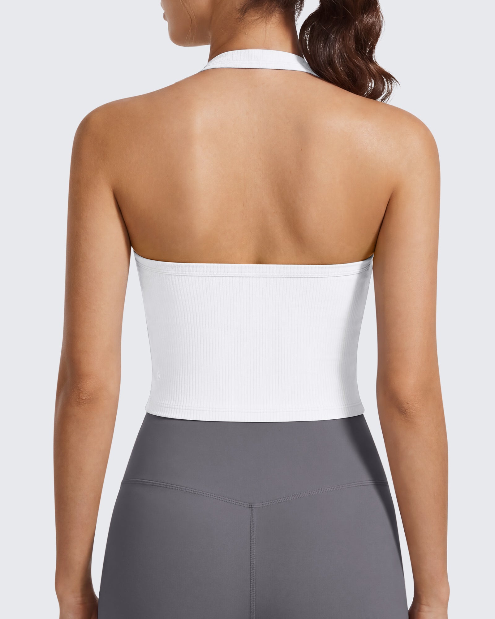 G4Free - G4Free Ribbed Backless Halter Crop Cami -GF26L983A001F-XS-GF26L983A001A-S-GF26L983A001B-M-GF26L983A001C-L-GF26L983A001D-XL