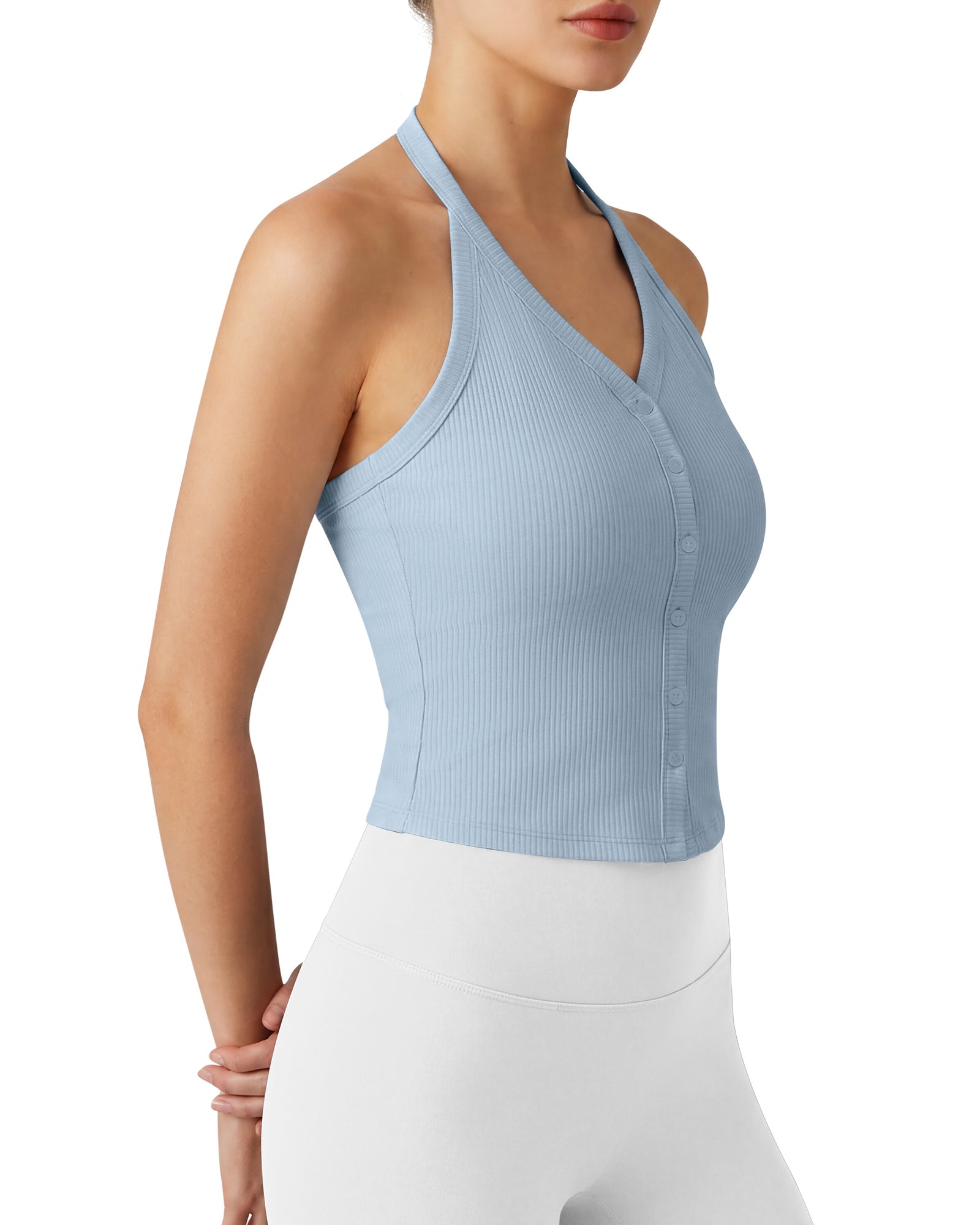 G4Free - G4Free Ribbed Backless Halter Crop Cami -GF26L983A001F-XS-GF26L983A001A-S-GF26L983A001B-M-GF26L983A001C-L-GF26L983A001D-XL