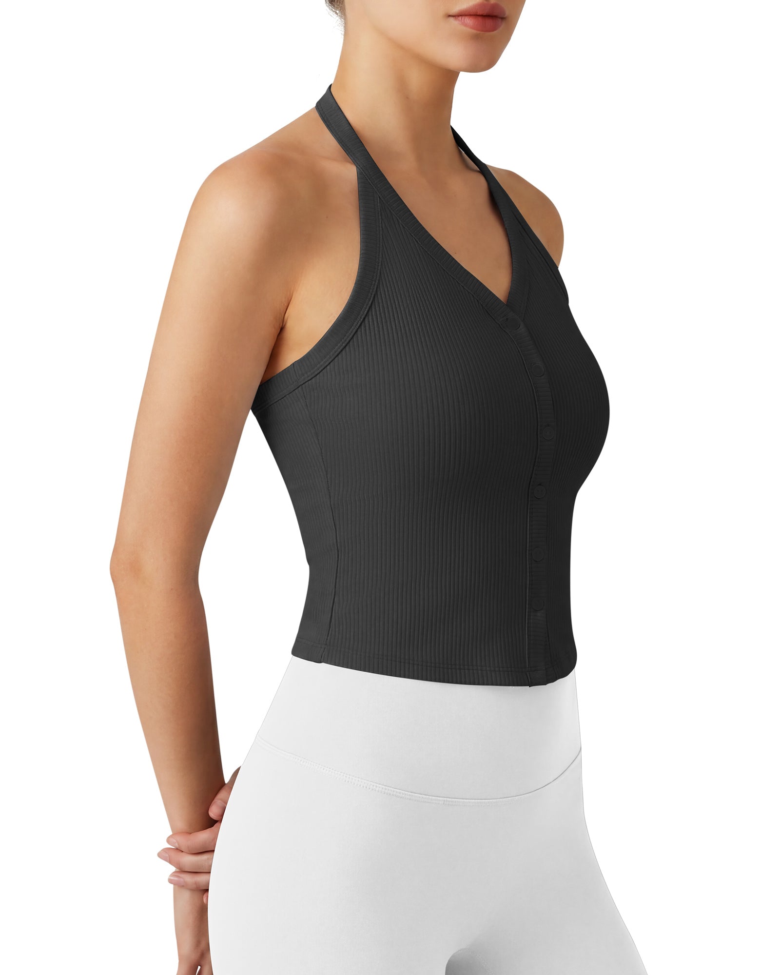G4Free - G4Free Ribbed Backless Halter Crop Cami -GF26L983A001F-XS-GF26L983A001A-S-GF26L983A001B-M-GF26L983A001C-L-GF26L983A001D-XL