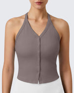 G4Free - G4Free Ribbed Backless Halter Crop Cami -GF26L983A001F-XS-GF26L983A001A-S-GF26L983A001B-M-GF26L983A001C-L-GF26L983A001D-XL