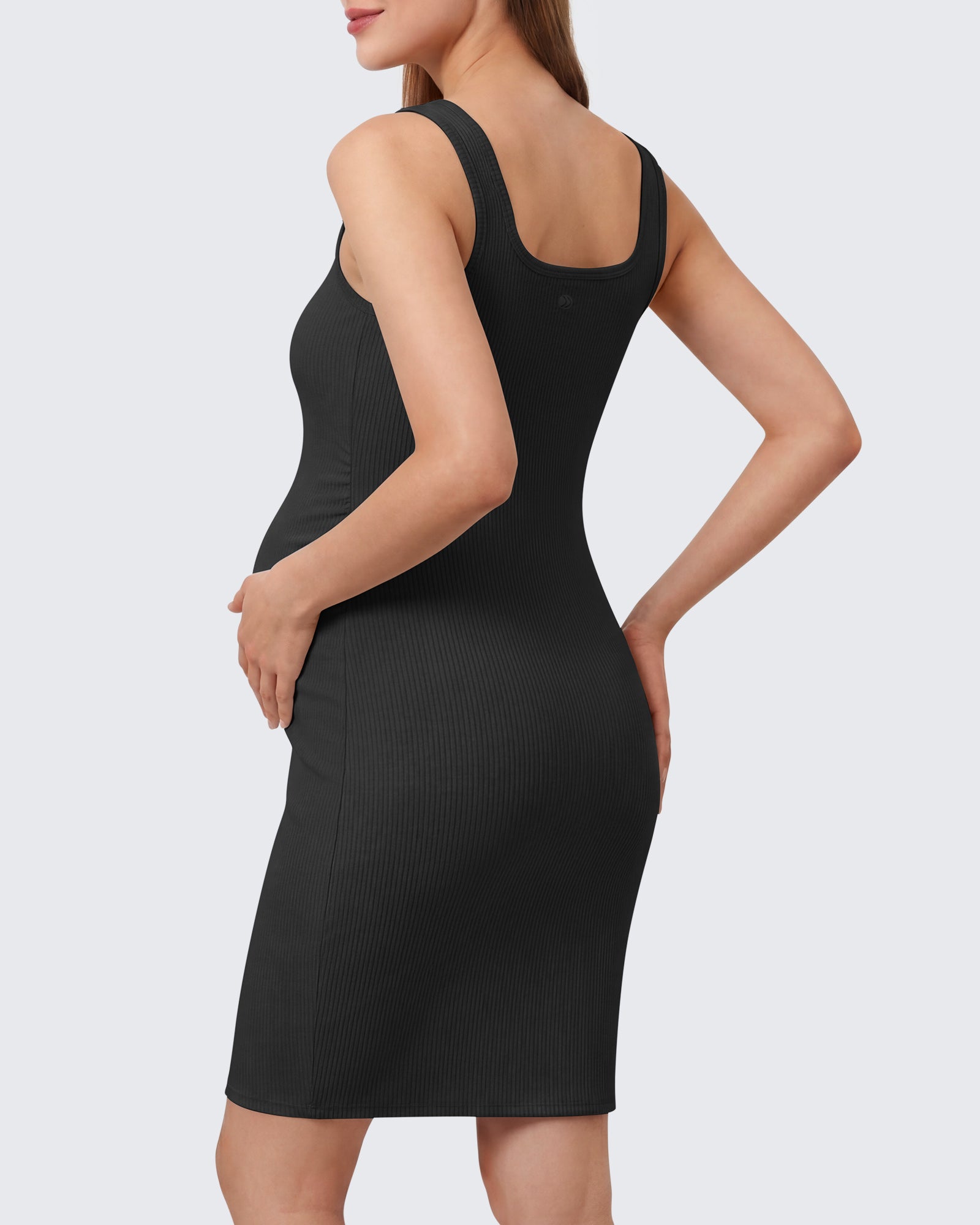 G4Free - G4Free Ribbed Square Neck Midi Maternity Tank Dress -GF26VY980A001A-S-GF26VY980A001B-M-GF26VY980A001C-L-GF26VY980A001D-XL-GF26VY980A001E-XXL