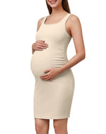 G4Free - G4Free Ribbed Square Neck Midi Maternity Tank Dress -GF26VY980A001A-S-GF26VY980A001B-M-GF26VY980A001C-L-GF26VY980A001D-XL-GF26VY980A001E-XXL