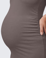 G4Free - G4Free Ribbed Square Neck Midi Maternity Tank Dress -GF26VY980A001A-S-GF26VY980A001B-M-GF26VY980A001C-L-GF26VY980A001D-XL-GF26VY980A001E-XXL