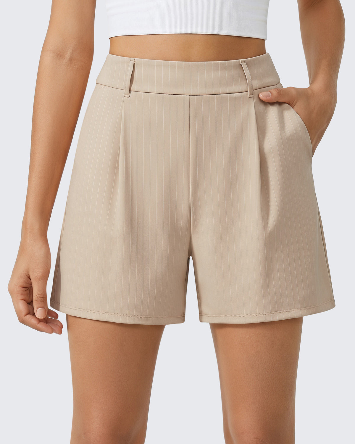 G4Free - G4Free ShiftReady 5" High Waisted Pleated Trouser Shorts with Pockets -GF26E1004LJA001A-S-GF26E1004LJA001B-M-GF26E1004LJA001C-L-GF26E1004LJA001D-XL-GF26E1004LJA001E-XXL