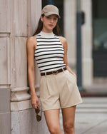 G4Free - G4Free ShiftReady 5" High Waisted Pleated Trouser Shorts with Pockets -GF26E1004LJA001A-S-GF26E1004LJA001B-M-GF26E1004LJA001C-L-GF26E1004LJA001D-XL-GF26E1004LJA001E-XXL