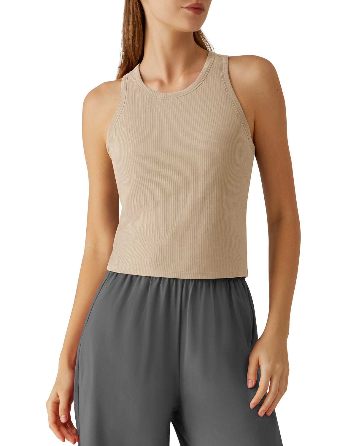G4Free - G4Free Slim Fit Racerback Ribbed Tank -GF26L823A001F-XS-GF26L823A001A-S-GF26L823A001B-M-GF26L823A001C-L-GF26L823A001D-XL