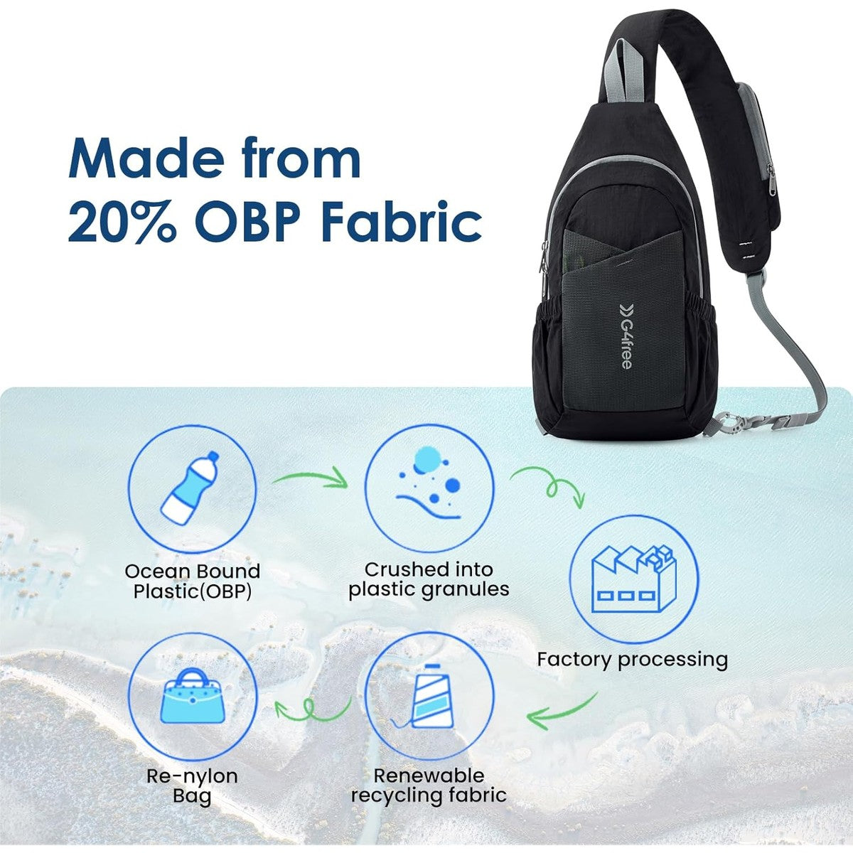 G4Free - G4Free Sling Bag Casual Chest Shoulder Handbag Crossbody Backpack -TN24B457B-TN24B457A