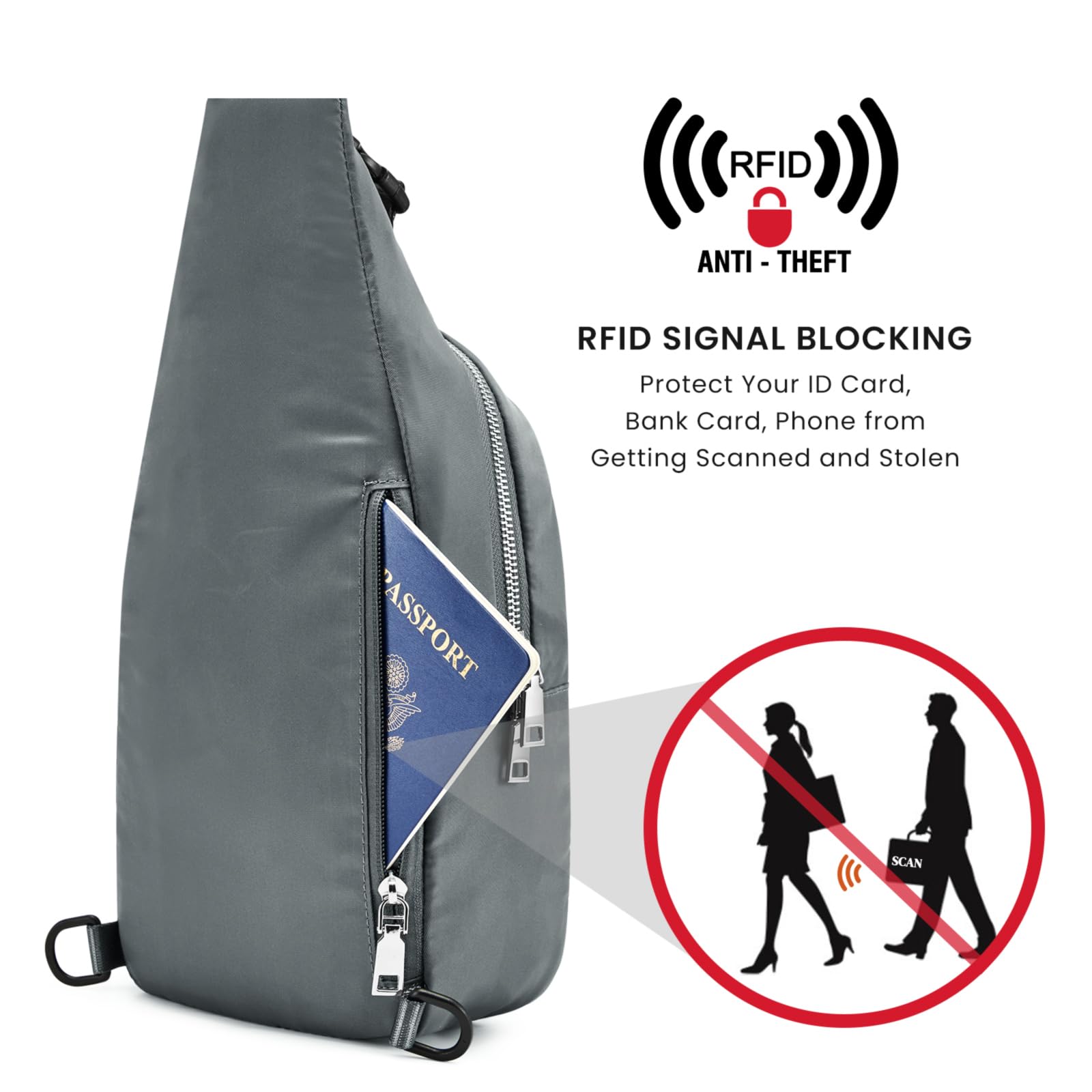 G4Free - G4Free Sling Bag RFID Blocking Crossbody Sling Bag -TN23B196C-TN23B196B