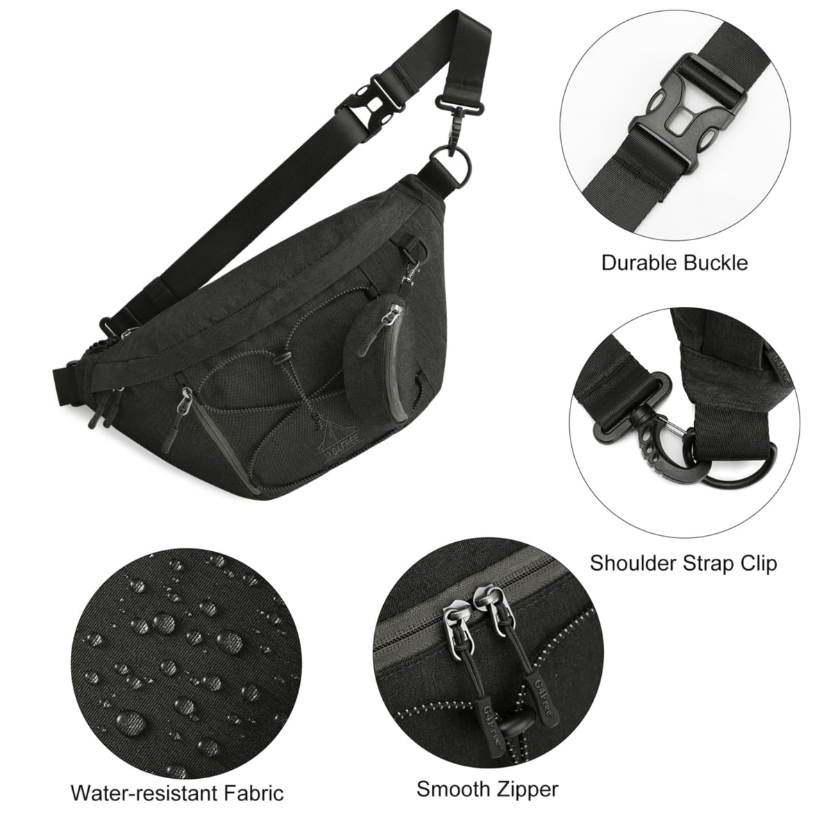G4Free - G4Free Sling Bag RFID Blocking Over Shoulder Belt Bag -TN23B200A-TN23B200C-TN23B200B