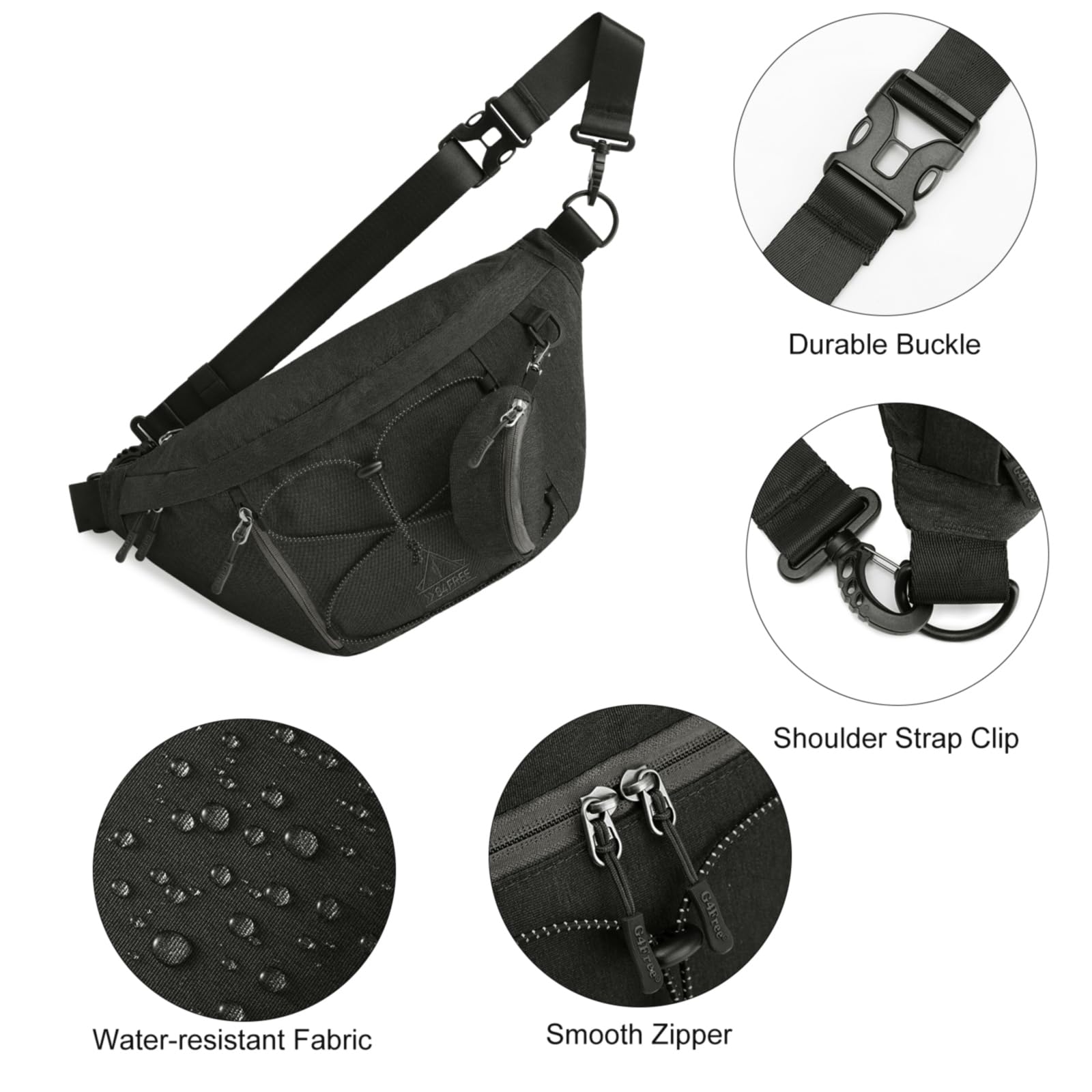 G4Free - G4Free Sling Bag RFID Blocking Over Shoulder Belt Bag -TN23B200A-TN23B200C-TN23B200B