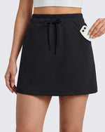 G4Free - G4Free Smoofit 16" Modal Soft A Line Sweat Skirt Elastic Drawstring with Pockets -GF26S966A001A-S-GF26S966A001B-M-GF26S966A001C-L-GF26S966A001D-XL-GF26S966A001F-XS