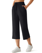 G4Free - G4Free Smoofit Drawstring Wide Leg Capri Pants with Pockets -GF26J907A001A-S-GF26J907A001B-M-GF26J907A001C-L-GF26J907A001D-XL-GF26J907A001E-XXL