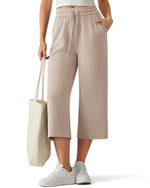 G4Free - G4Free Smoofit Drawstring Wide Leg Capri Pants with Pockets -GF26J907A001A-S-GF26J907A001B-M-GF26J907A001C-L-GF26J907A001D-XL-GF26J907A001E-XXL