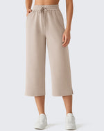 G4Free - G4Free Smoofit Drawstring Wide Leg Capri Pants with Pockets -GF26J907F001A-S