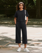 G4Free - G4Free Smoofit High Waisted Drawstring Wide Leg Capris with Pockets -GF26J982A001A-S-GF26J982A001B-M-GF26J982A001C-L-GF26J982A001D-XL-GF26J982A001E-XXL