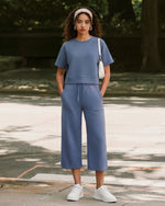 G4Free - G4Free Smoofit High Waisted Drawstring Wide Leg Capris with Pockets -GF26J982A001A-S-GF26J982A001B-M-GF26J982A001C-L-GF26J982A001D-XL-GF26J982A001E-XXL