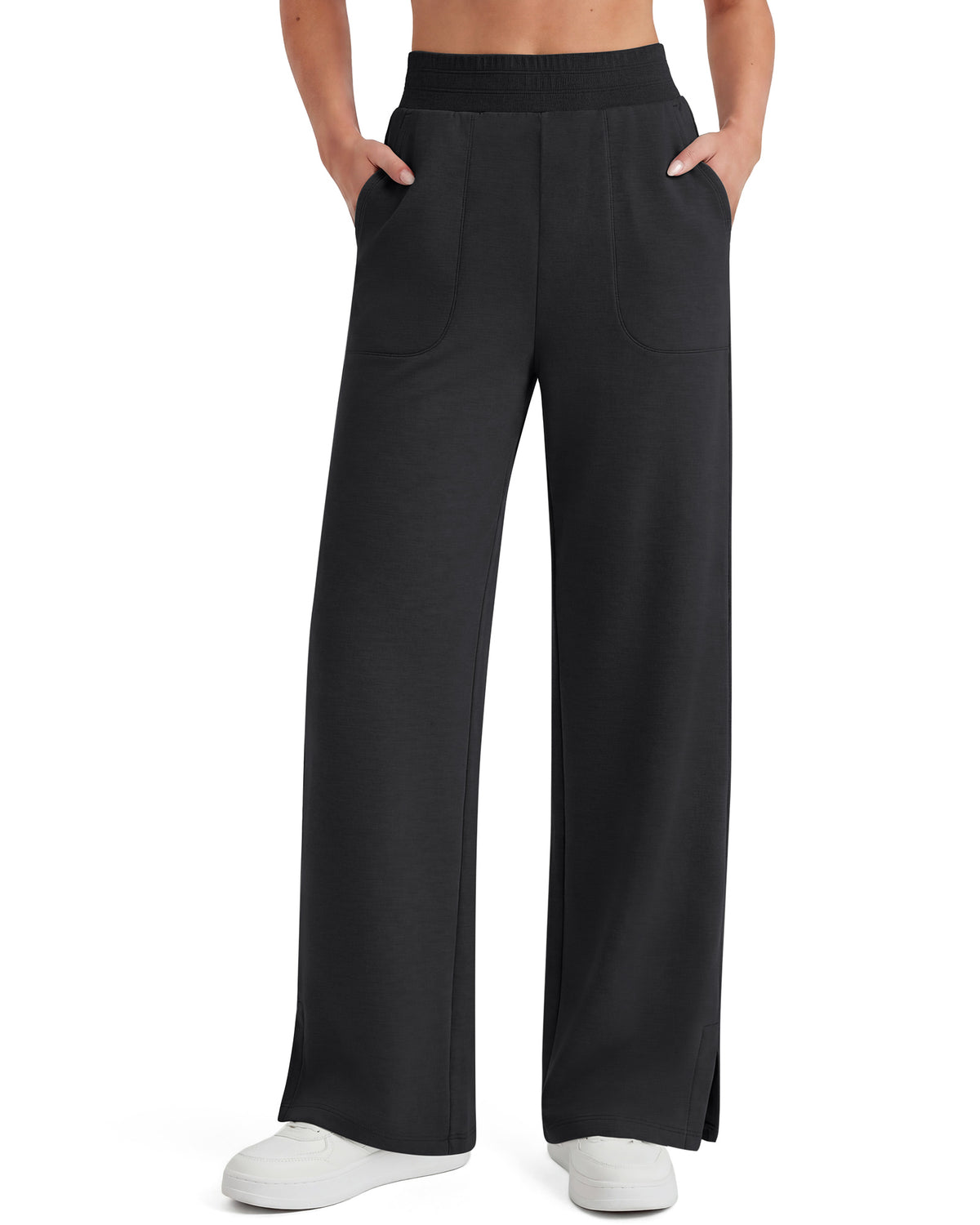 G4Free - G4Free Smoofit Modal Soft Sweatpants Ribbed Waist Side Slit with Pockets -GF26J1018A001A-S-GF26J1018A001B-M-GF26J1018A001C-L-GF26J1018A001D-XL-GF26J1018A001E-XXL