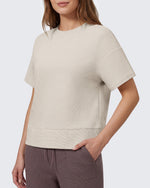 G4Free - G4Free Soft Waffle Knit Crewneck Tee Breathable Loose Fit -GF26K1003A001A-S-GF26K1003A001B-M-GF26K1003A001C-L-GF26K1003A001D-XL-GF26K1003A001E-XXL