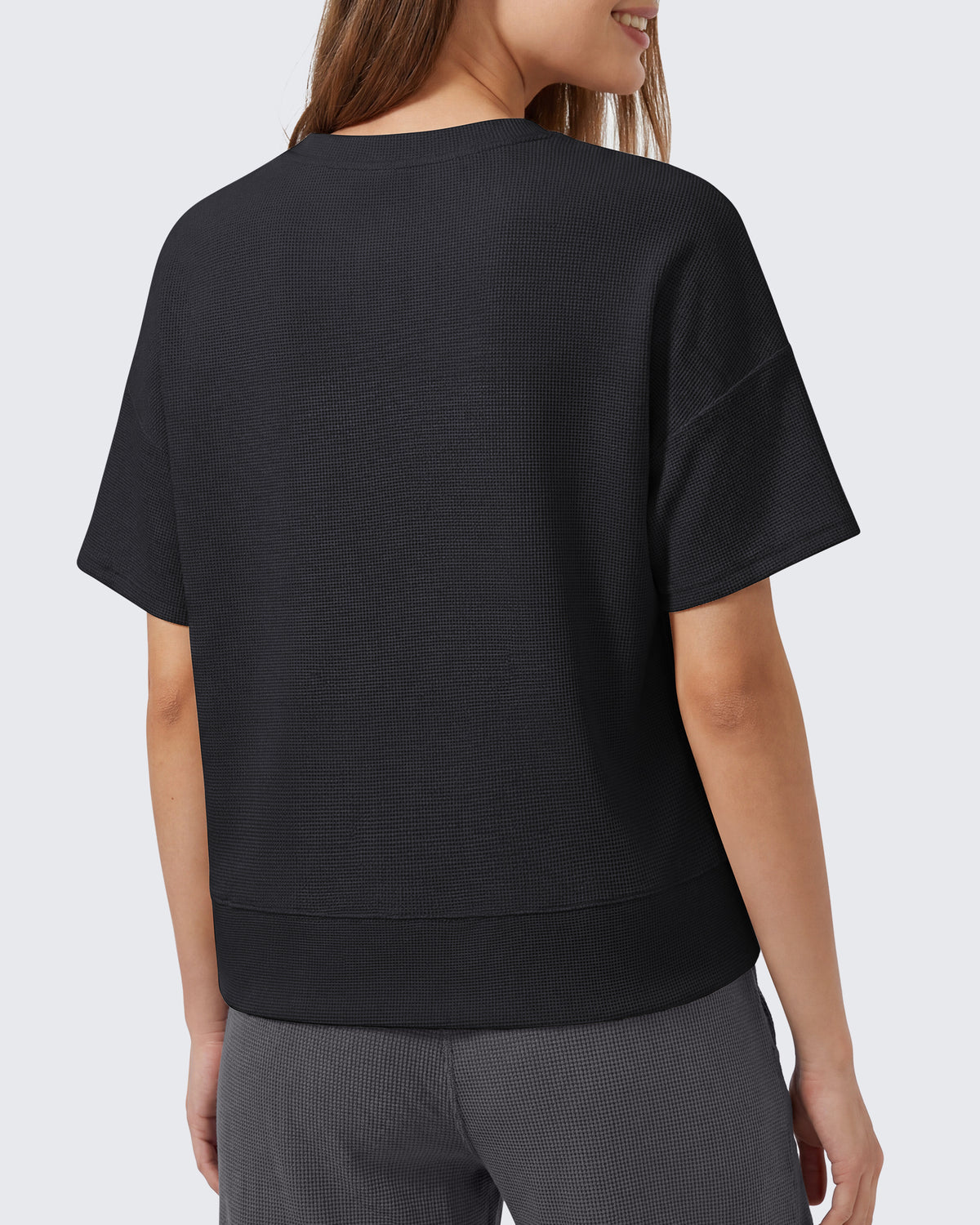 G4Free - G4Free Soft Waffle Knit Crewneck Tee Breathable Loose Fit -GF26K1003A001A-S-GF26K1003A001B-M-GF26K1003A001C-L-GF26K1003A001D-XL-GF26K1003A001E-XXL